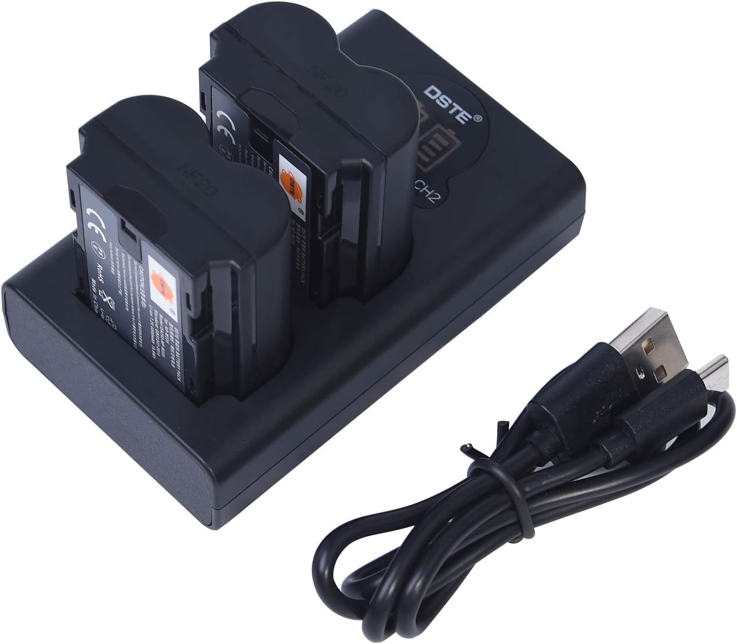 DSTE 2x NP-W235 Replacement Battery + Dual USB Charger with LCD Display Compatible for Fujifilm XT4,X-H2,X-H2S Digital Camera