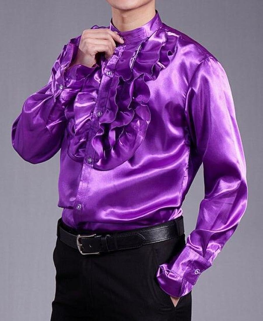 purple ruffle shirt