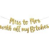 Miss to Mrs Classy & Sassy Bachelorette Gold Glitter Banner - Bachelorette Party Decorations, Favors and Supplies