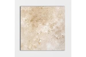 TENEDOS 12 x 12 Travertine Natural Stone Floor and Wall Cream Beige Tones Indoor Outdoor Patio Bathrom Kitchen Fireplace Interior Exterior Tile (Box of 10 Pieces - covers10 sq.ft Area)
