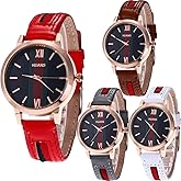CdyBox Wholesale PU Leather Watch 4 Pack Analog Quartz Wristwatches for Women Men Lady
