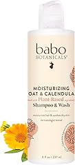 Babo Botanicals Moisturizing Oat & Calendula 2-in-1 Shampoo & Wash – Gentle Cleansing for Dry or Sensitive Skin – Safe for Ba