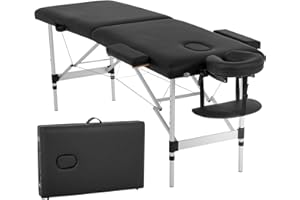 FDW Spa Aluminium Massage Table W/Face Cradle Carry Case Height Adjustable 2 Fold Portable Facial Salon Tattoo Bed, 73 inch (