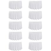 Dailyset 10-Pack White Round Tablecloths, 108 in, for 4-5 Ft Round Tables | Stain-Resistant Polyester - Washable Table Covers for Weddings, Banquets, Birthday Parties, Events