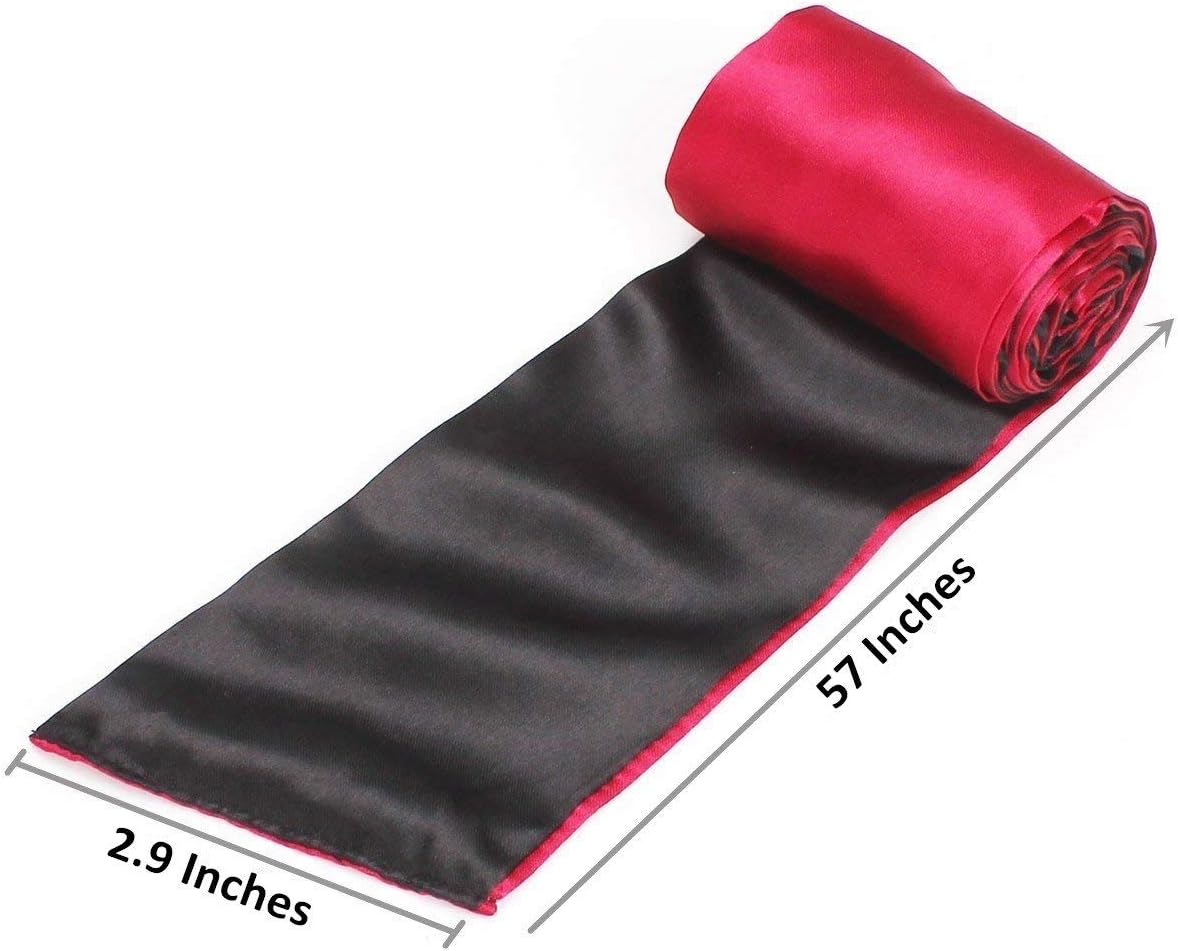 Qyclc Sleeping Mask Satin Eye Mask Red Black Blindfold,59in - Image 4