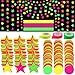 Glow Party Supplies, ZALALOVA 125.3ft Neon Party Supplies Neon Streamers Paper Garland Hanging Decor UV Black Light Reactive Party Supplies, Colorful Neon Fluorescent Balloons for Birthday Party