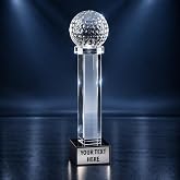 Crown Awards Golf Austerity Trophy, 10" Crystal Golf Trophies Prime