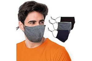 BLU HORN Face Mask from Large to 2XL(X-Large), with nose wire, adjustable loop, breathable (Large, Black/Blue/Gray)