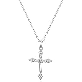 Amazon Collection Diamond Accent Cross Pendant Necklace with Cable Chain