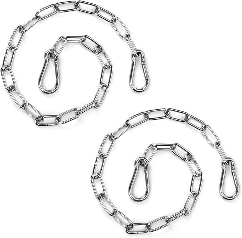 Asheyya 2Pcs Stainless Steel Gate Chain 20 Inch, Double Ended Security Chain