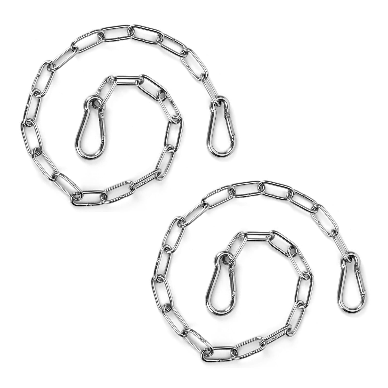 Asheyya 2PCS Stainless Steel Chain, 20 Inch Gate Chain Lock with Both-Ended. Security Door Chain Link for Outdoor Fences, Pet Cages, Cow Corral Supplies(Silver)