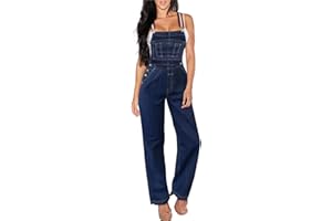 Hybrid & Company Women's Comfortable Stretch Casual Jumpsuit Denim Pants Overalls Rompers