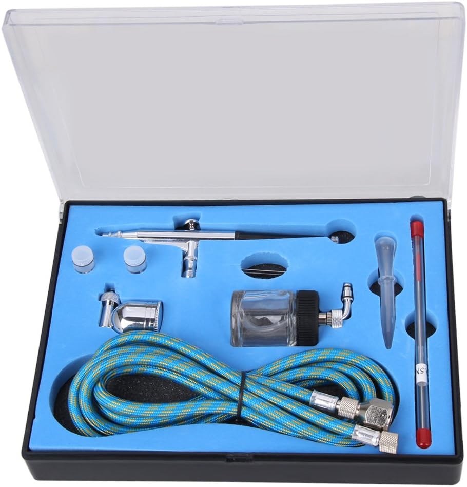 New Professional Sunction Gravity Feed Double Action Airbrush Spray Gun Kit with 0.25mm+0.3mm+0.5mm needle