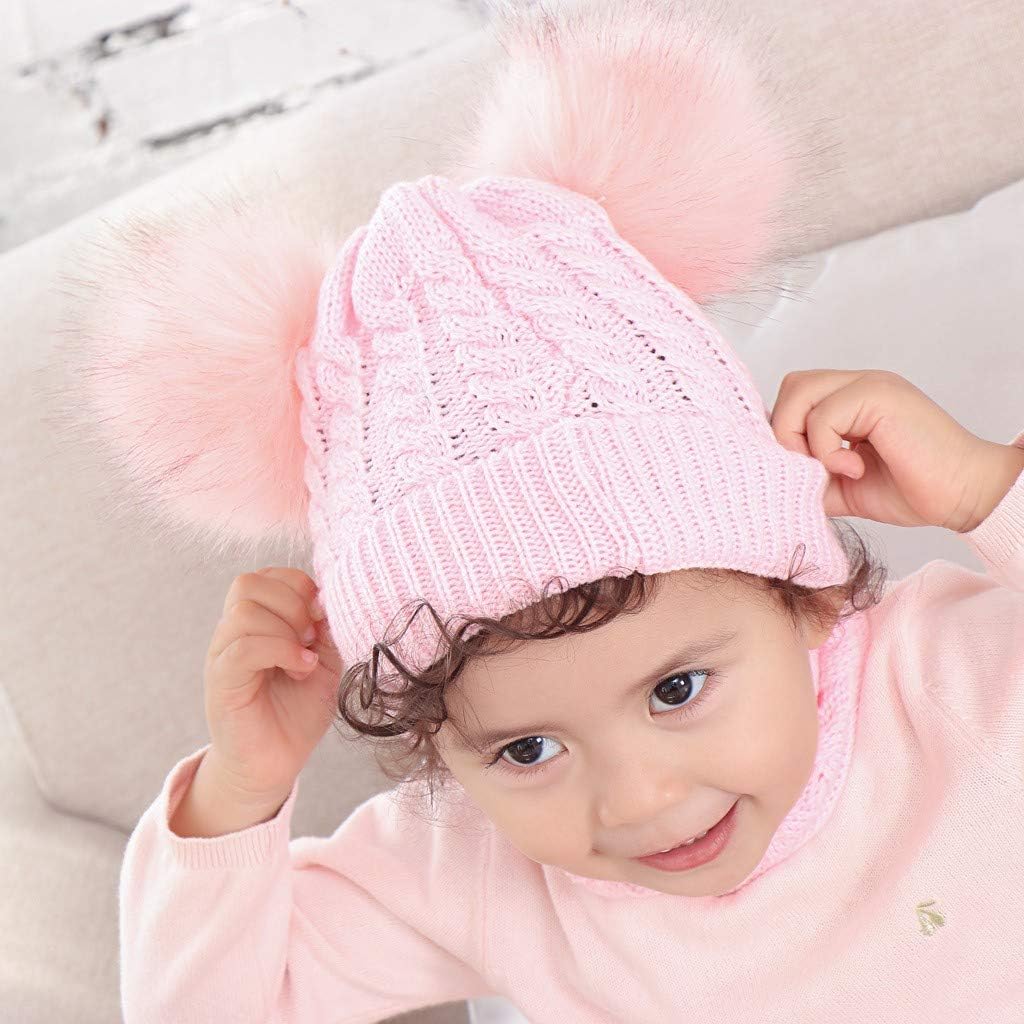 BaZhaHei Set di 2 Cappelli Invernali Lavorati a Maglia Bimbo,Neonata  Cappello A Maglia con Pompon e Fazzoletto da Collo,Bambini Bambina Cappello  Inverno Caldo Berretti e cappellini Abbigliamento berjaya.edu.my