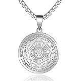 FLYUN Seals of The Seven Archangels Pendant Choker Statement Silver Stainless Steel Necklace
