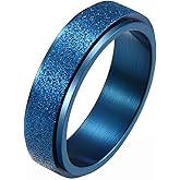 WOYNJI Stainless Steel Spinner Ring for Women Men Sand Blast Finish Wedding Band 6MM