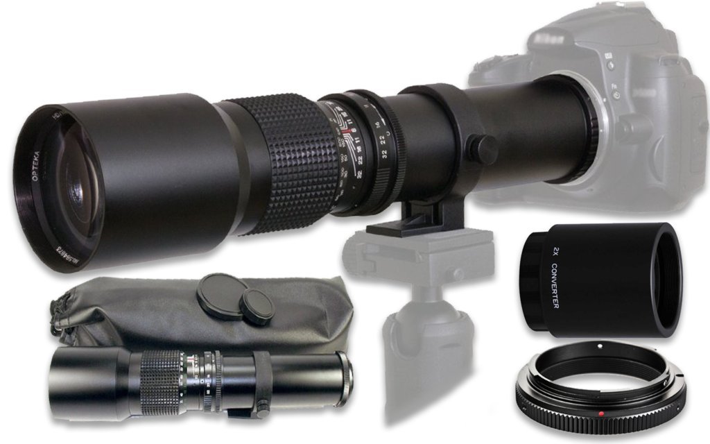 500mm f/8 Manual Telephoto Lens for Nikon D3000, D3100