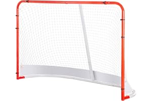 VEVOR Street Hockey Net, Indoor Outdoor Steel Hockey Goal, Official Regulation Pro Hockey Training Goal Set, Portable Hockey Goal with Net, Easy Assemble, 72" x 48", White/Red