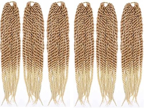 HAIQUAN Ombre Light Brown Blonde Color 6Pack/Order 22" 12 Roots /Pack 3D Cubic Braid African Crochet Braiding Synthetic Hair 95g/Pack