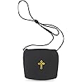 Genuine Leather Communion Burse for Pyx | Fits Pyxes up to 30-Host Capacity | Ideal for Priests, Deacons, and EMHCs | Traditional Catholic Design | Embossed Gold Latin Cross