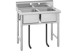 HIPICUTE 41 * 23 * 45 Commercial Kitchen Prep & Utility Sink Outdoor Sink Laundry Sink Garage Sink Free Standing Sink