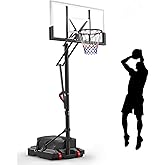 Portable Basketball Hoops and Goals 44-inch Thickened Shatterproof Rim 10-Foot Hand-Pull Adjustable Basketball Hoops Base Cou