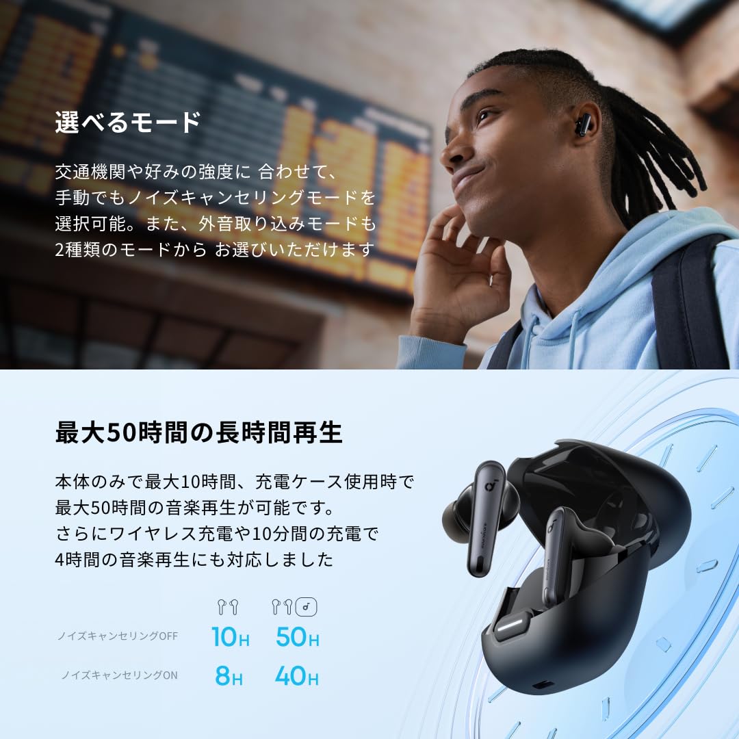 Anker Soundcore Liberty 4 NC Fully Wireless Earbuds, Bluetooth 5.3, Ultra Noise Canceling 3.0, Wireless Charging, Multi-Point Connection, Ambient Sound Mode, Up To 50 Hours of Music Playback, Black