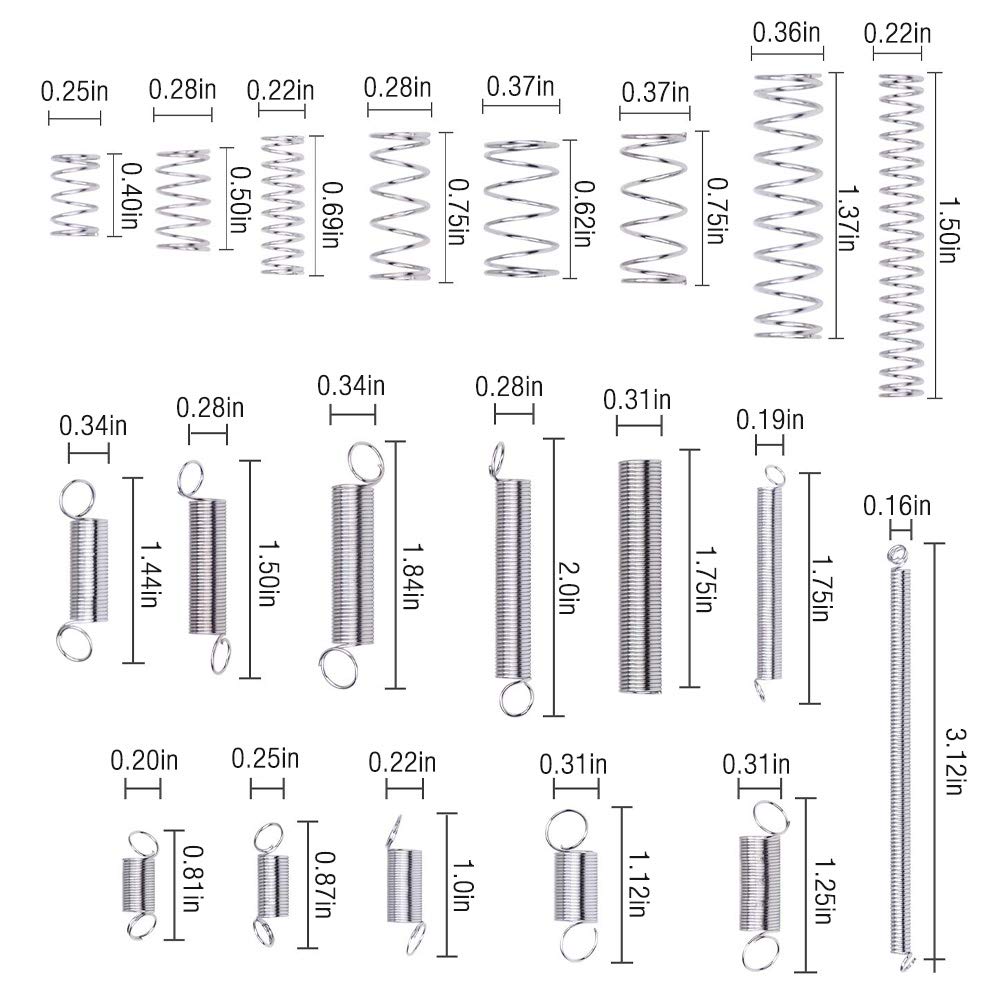 Gobesty Compression and Extension Spring Assortment, 200 Pieces In a Set, Metal Tension Spring Set, Assorted Small Compression Springs, Galvanized Spring Set for Tools, Equipment (20 Sizes) - Image 3