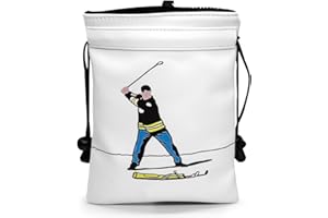 BARUDAN GOLF Funny Golf Valuables Bag with Drawstrings - Synthetic Leather Tee Pouch for Men, White Gifts for Golfer