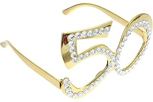 Abaodam Plastic Rhinestone 50 Years Old Birthday Glasses Lightweight Funny Party Eyewear Photo Booth Prop