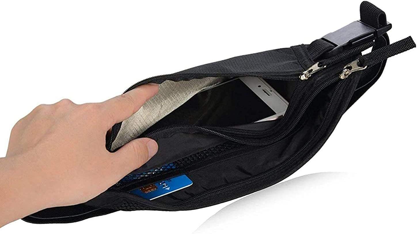 RFID Blocking Travel Wallet - Money Belt & Passport Holder, Slim Hidden Fanny Packs for Women Men - Black