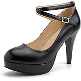 fereshte Women's Platform Pumps, Ankle Strap, High Heel, Closed Toe, Party Wedding Dress Shoes