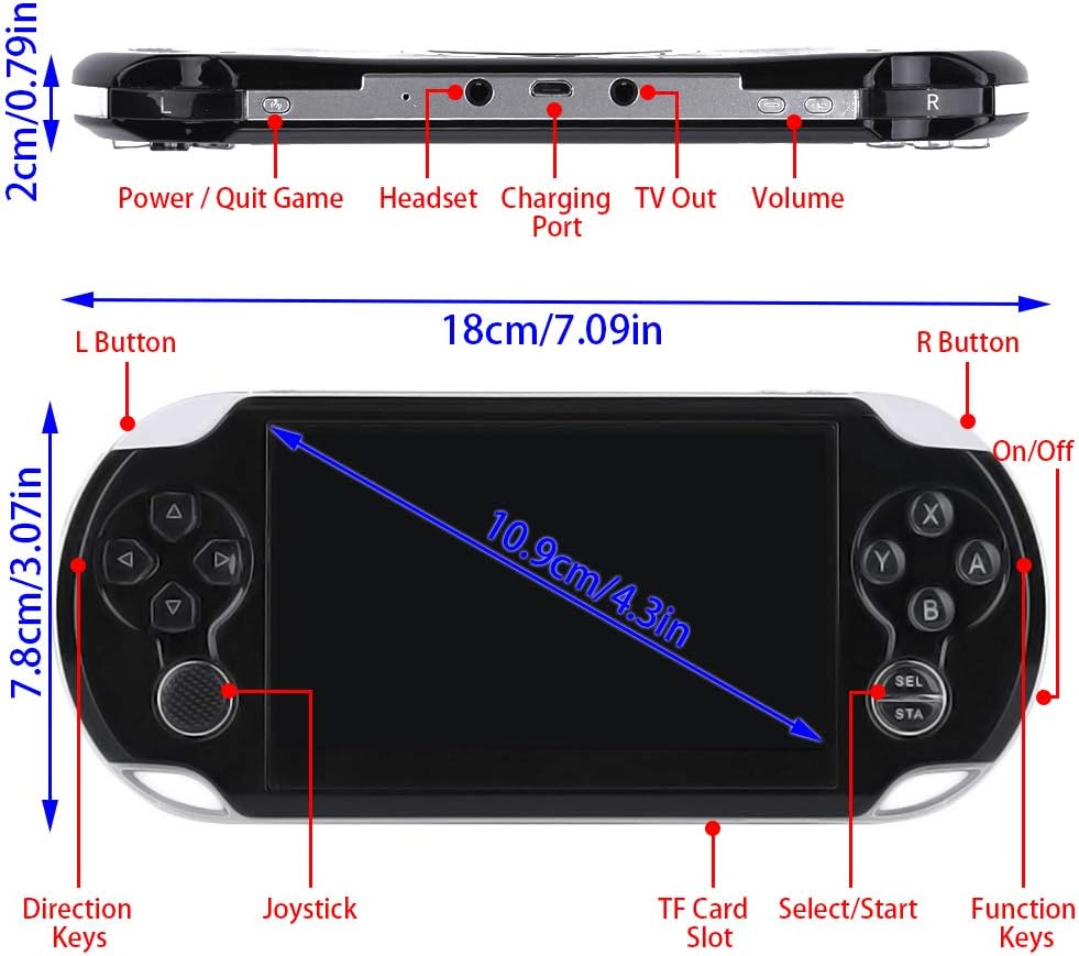 DREAMHAX Coolbaby Handheld Game Console with Free 10000 Games, Portable Video Games with 8GB + 32GB Storage, Classic Arcade Retro Game Player Gameboy Birthday Gifts Presents (4.3" Screen): Toys & Games