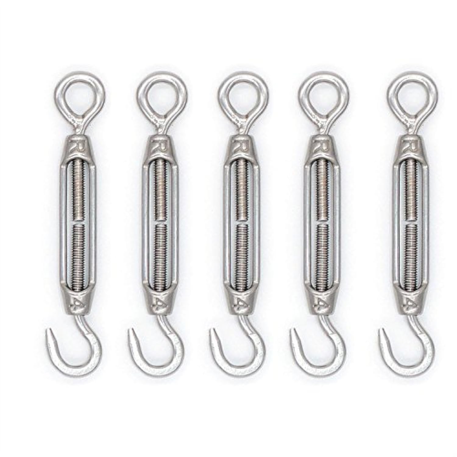 Mecollection M4 Stainless Steel 5pcs Turnbuckle Hook Wire Rope Tension