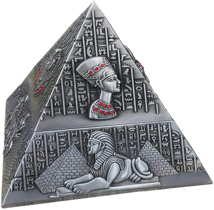 Hoyear Egypt Style Ashtray for Cigarette, Personality Metal Carving Cigarette Ashtray with Lid for Indoor or Outdoor Use,Pyramid Ash Holder for Home Decoration