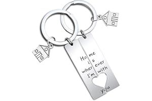 MYOSPARK Home Is wherever I Am With You Couple Keychain Set Housewarming Gift For Wife Husband girlfriend boyfriend