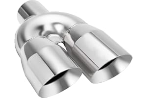 LCGP Dual Exhaust Tip 3 inch Inlet 4 inch Outlet 12" Length Universal Polished Stainless Exhaust Tip Tailpipe for Car Truck D