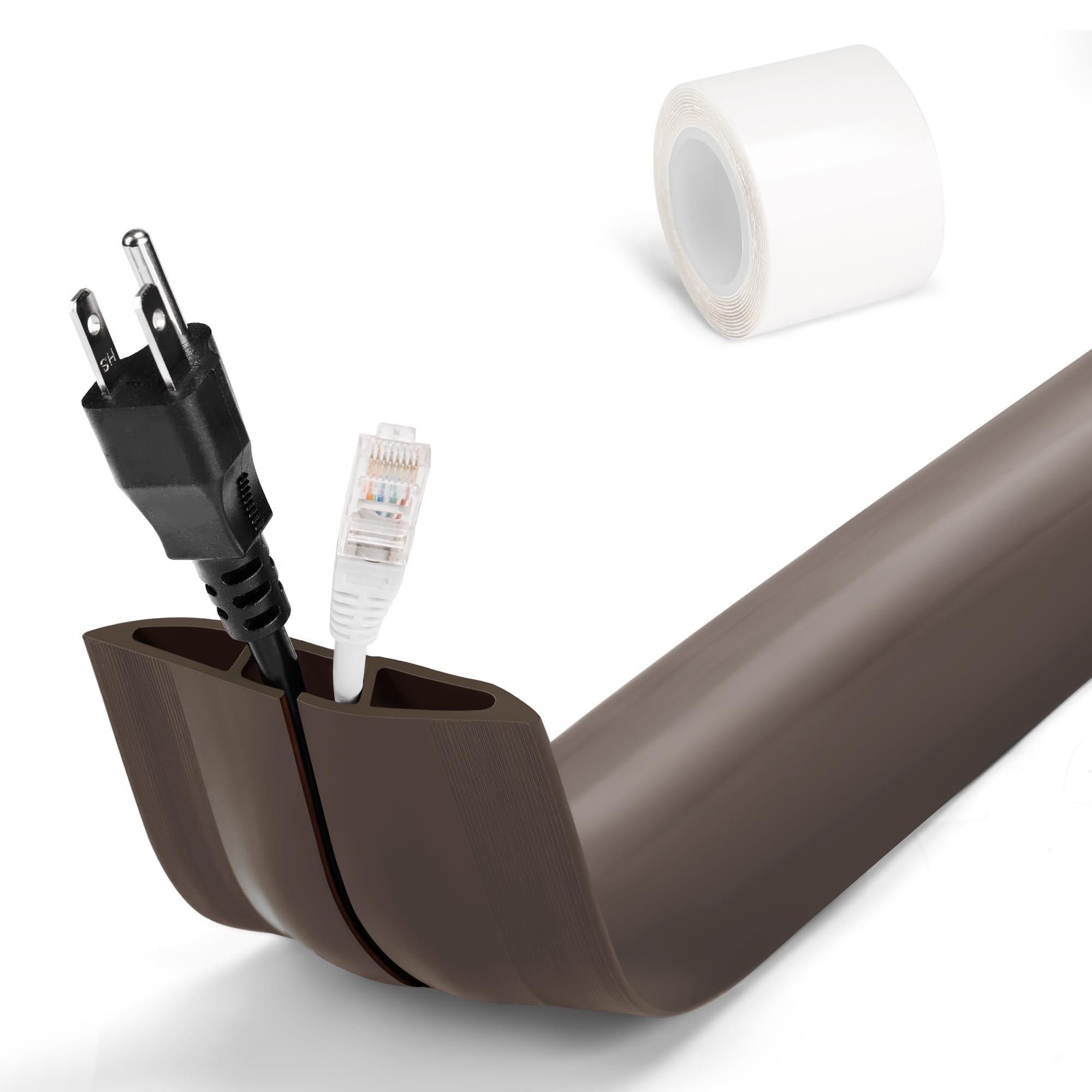 Photo 1 of Brown Cord Protectors - 6ft Expansion Cord & Power Cord Covers, Floor Cable Management, Outdoors Extension Cord Cover - 0.6' W x 0.31' H