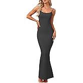 AUSELILY Womens Slip Maxi Dress Sexy Bodycon Dresses Sleeveless Square Neck Long Dress