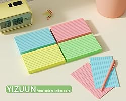 YIZUUN Colored Index Cards 4x6, 160 Pack, Ruled