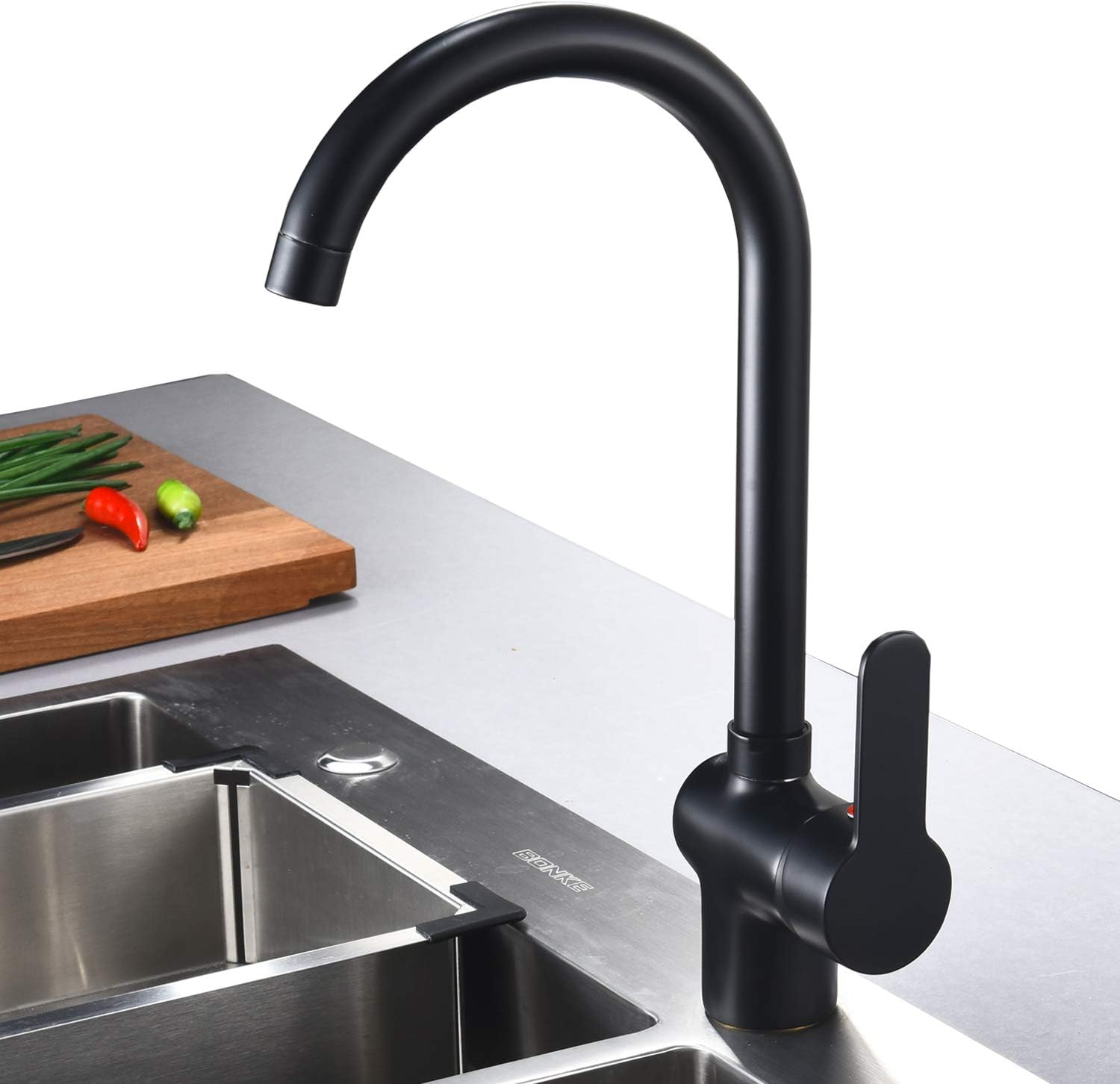 Black Kitchen Taps Sink Mixer Taps with Swivel spout Monobloc Basin
