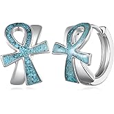 Ankh Earrings 925 Sterling Silver Turquoise Jewelry Egyptian Earring Ankh Jewelry for Women Turquoise Lover
