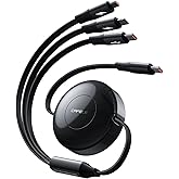 CAFELE Upgraded Retractable USB C Cable, 100W Multi Charging Cable, 3 in 1 Fast Charging Charger Cord with Type C/L/Micro USB Ports for Phone 16 15 14 Galaxy MacBook Pad, Travel for Multiple Devices