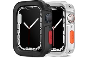 Amizee 2 Pack Rugged Case Compatible with Apple Watch Case Series 9/8/7 45mm Series 6/SE/5/4 44mm, Soft TPU Shockproof Bumper Drop Proof Protective Cover for iWatch (Black/Clear)
