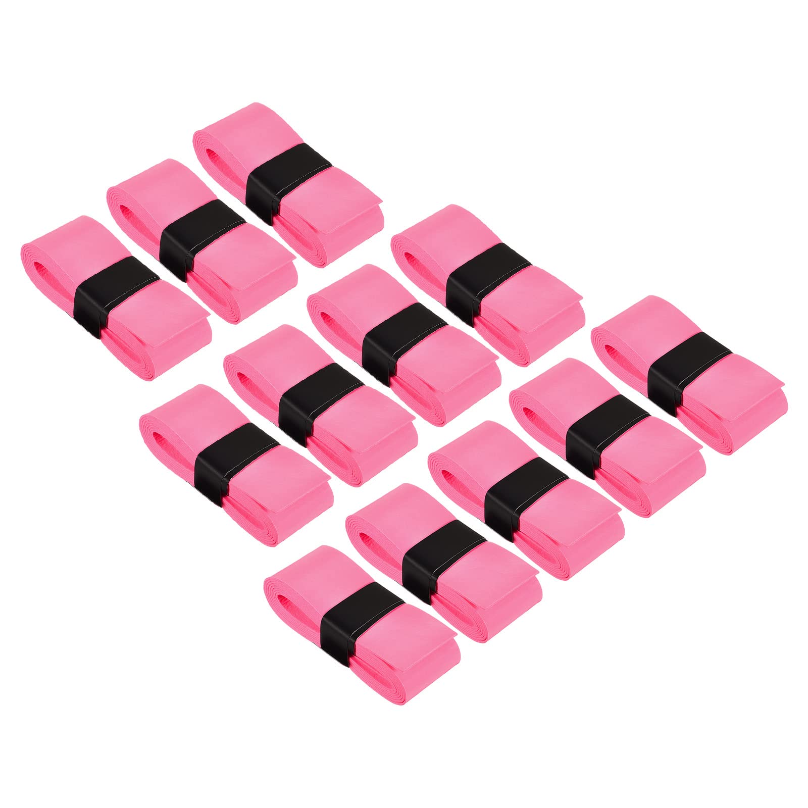 PATIKIL 43.3" Tennis Racket Grip Tape, 12 Pack PU Overgrip Stretchy Non-Slip Absorb Sweat for Badminton Fishing Rod, Pink