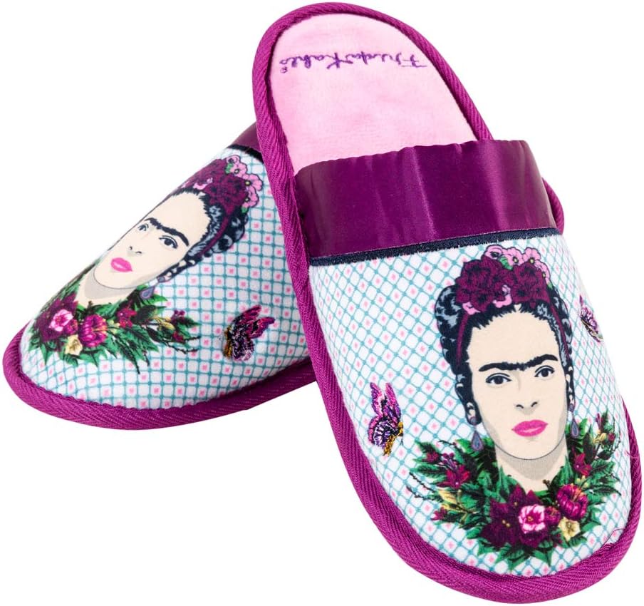 Womens Frida Kahlo Violet Bouquet Slippers