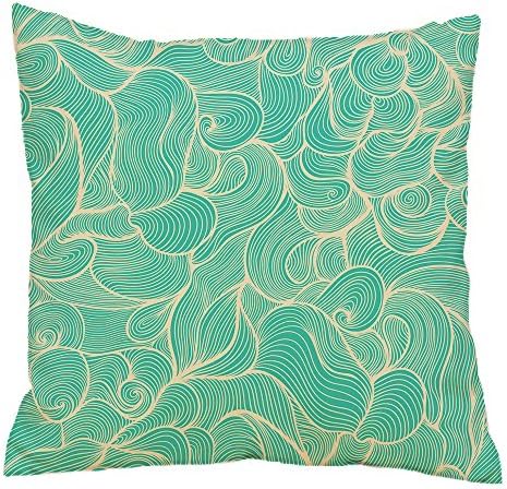 Abstract Turquoise Waves Throw Pillow Cover 16"x 16"