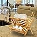 Bamboo Folding Dish Rack, Natural Bamboo [100% Organic] 2-Tier Collapsible Dish Drying Rack; Kitchen Utensil Holder; Wooden Dish Drainer for Dish/ Plate/ Bowl/ Cup/ Pot Lid