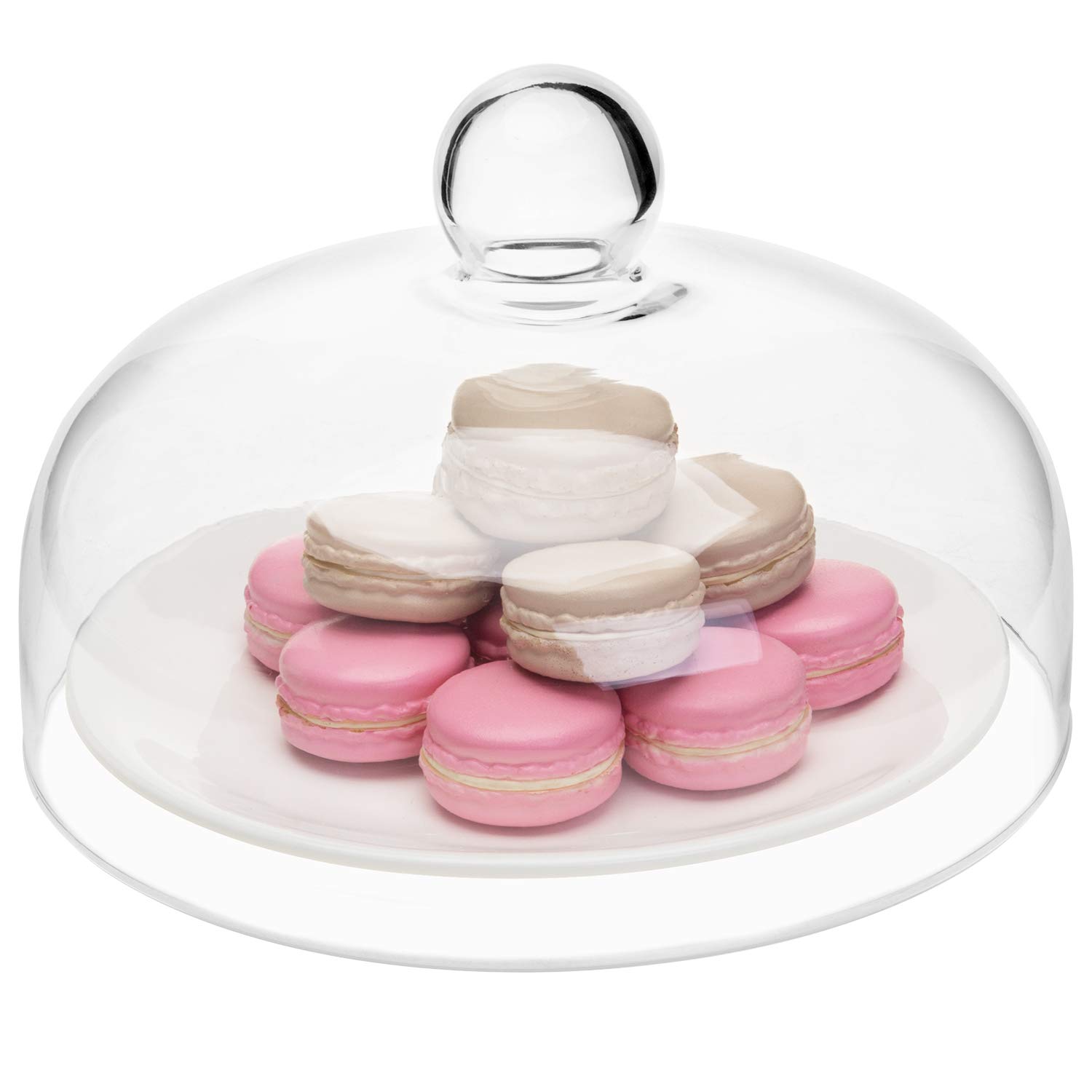 Photo 1 of MyGift 8.7 Inch Round Glass Cake Dome Cover, Pastry Display Cloche with Knob Handle, Cake Stand Lid