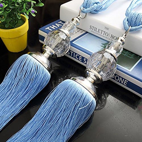 Peacewish One Pair European Crystal Curtain Buckle High-end Curtain Decorations Hanging Ball Tie Tassel Curtain Rope (Blue)